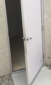 Door without deadbolt.