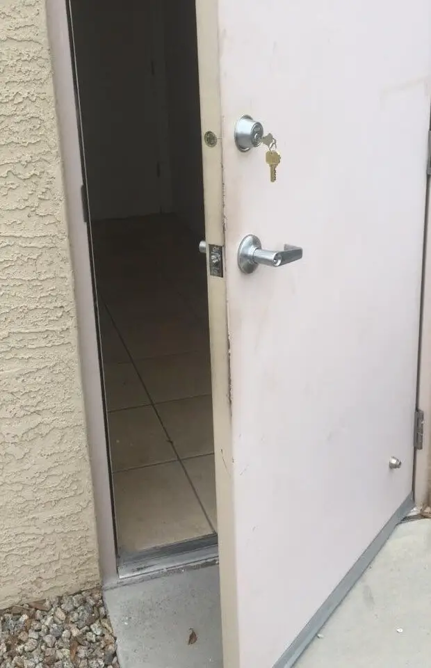 Door with deadbolt installed