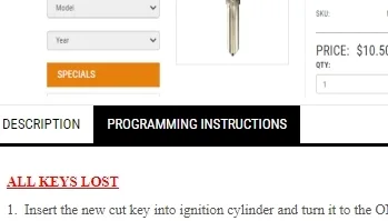 Car Key Programming Instructions