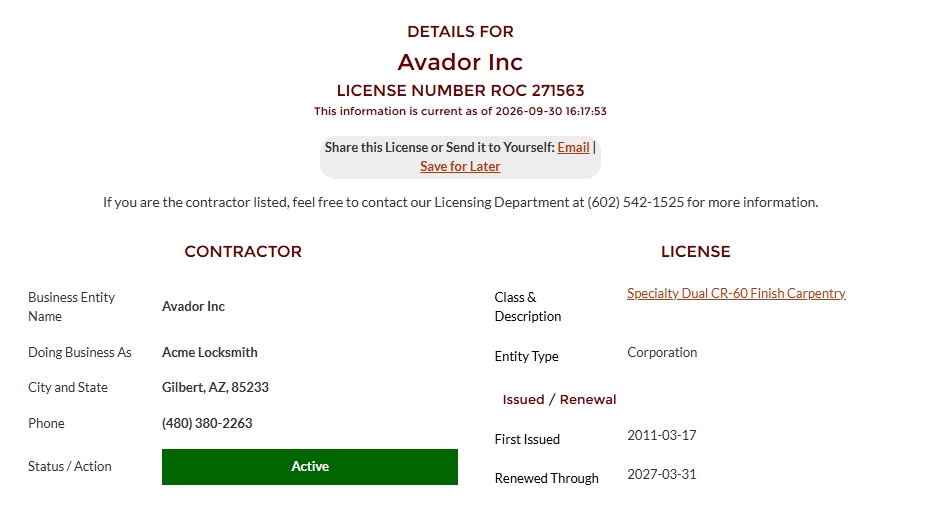 ACME Locksmith ROC License 271563 