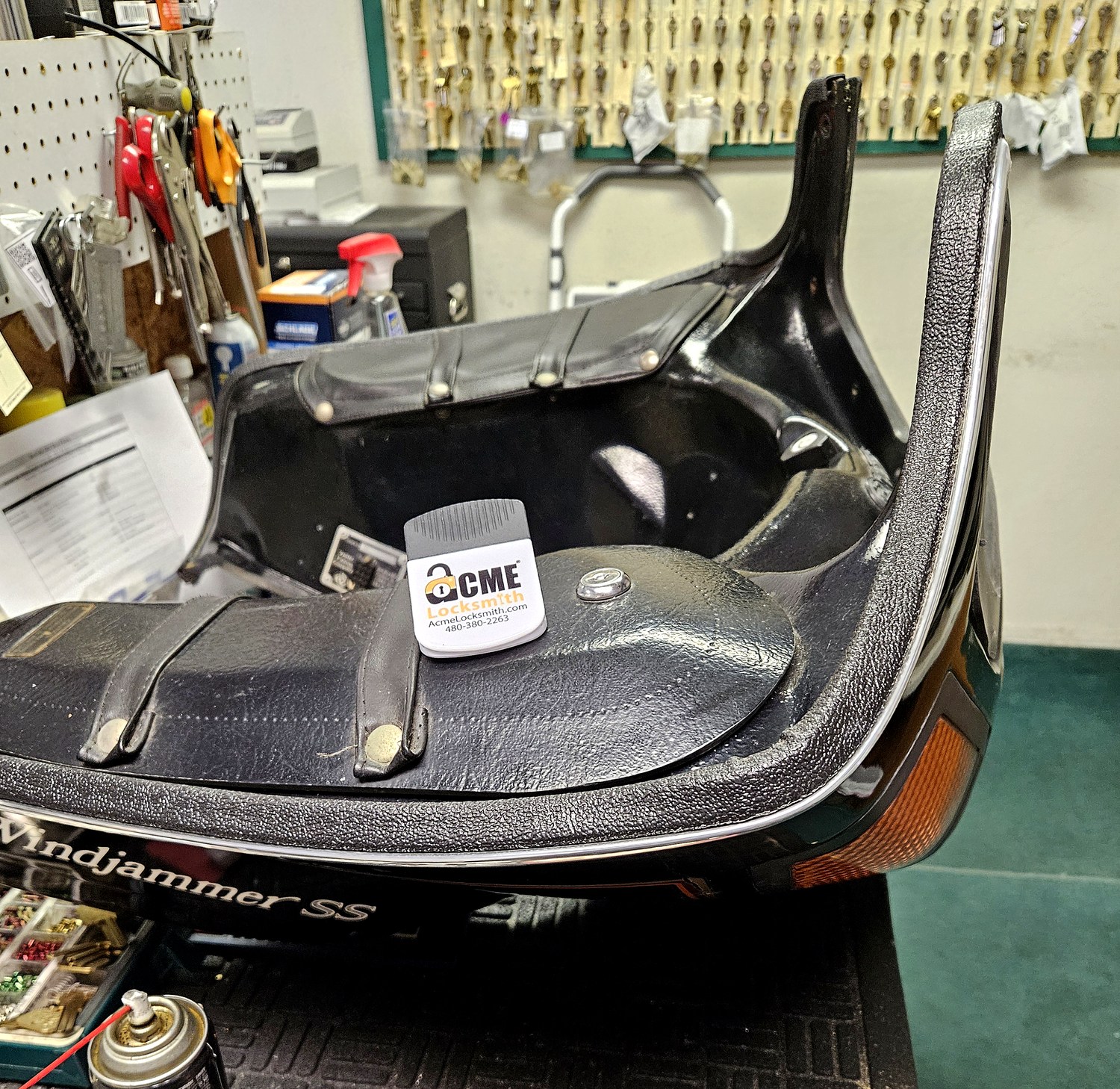 Motorcycle fairing opened and a new key cut at ACME Locksmith